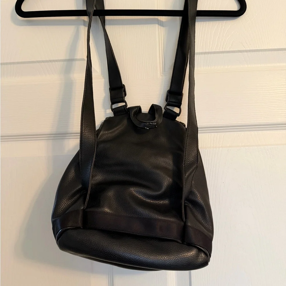 Adidas Black faux‎ Leather Drawstring Backpack
